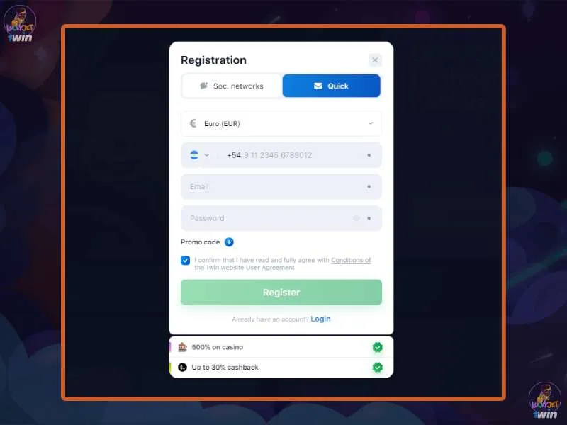 Cómo registrarse en 1Win Casino